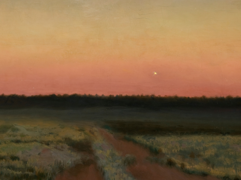 Obraz Jutrzenka Chełmońskiego. Wschód słońca nad polami.