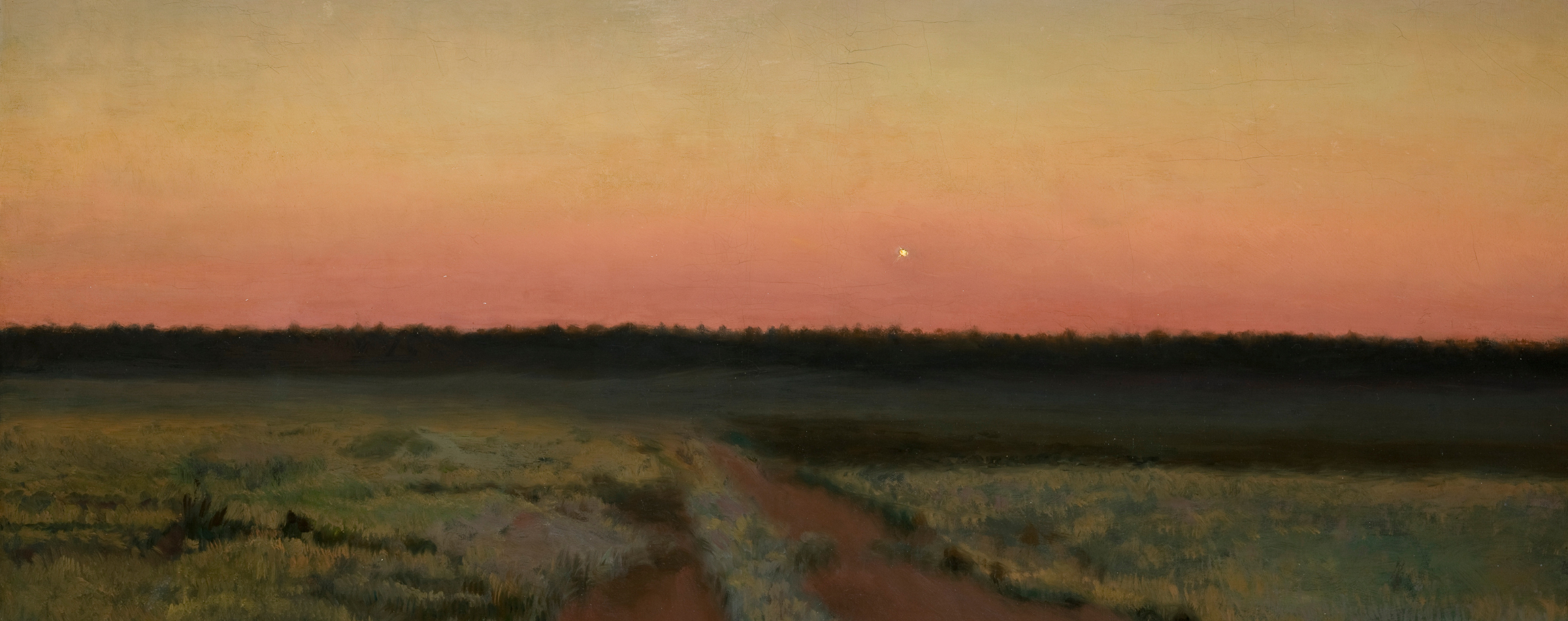 Obraz Jutrzenka Chełmońskiego. Wschód słońca nad polami.